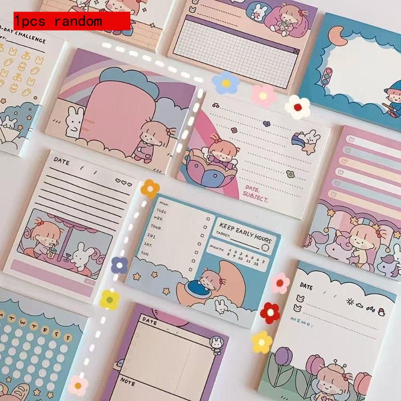 Office School Supplies Ins Cartoon Girl Note Cute Girl Korean Version Message Student Plan Lovely Memo Pad Kawaii Stationery