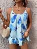 Summer new women's clothing sling vest feather print loose and comfortable casual pullover top