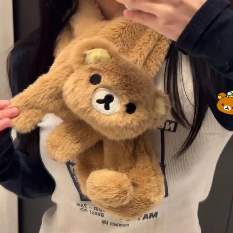 

1Pcs Plush Warm And Thick Scarf Kawaii Rilakkuma Cute Bear Anime Autumn Winter Scarf Student Couple Gift Girl S Gifts