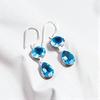 Swiss Blue Topaz Gemstone 925 Sterling Silver Jewelry Handcrafted Earrings 1.88" EE-73-9