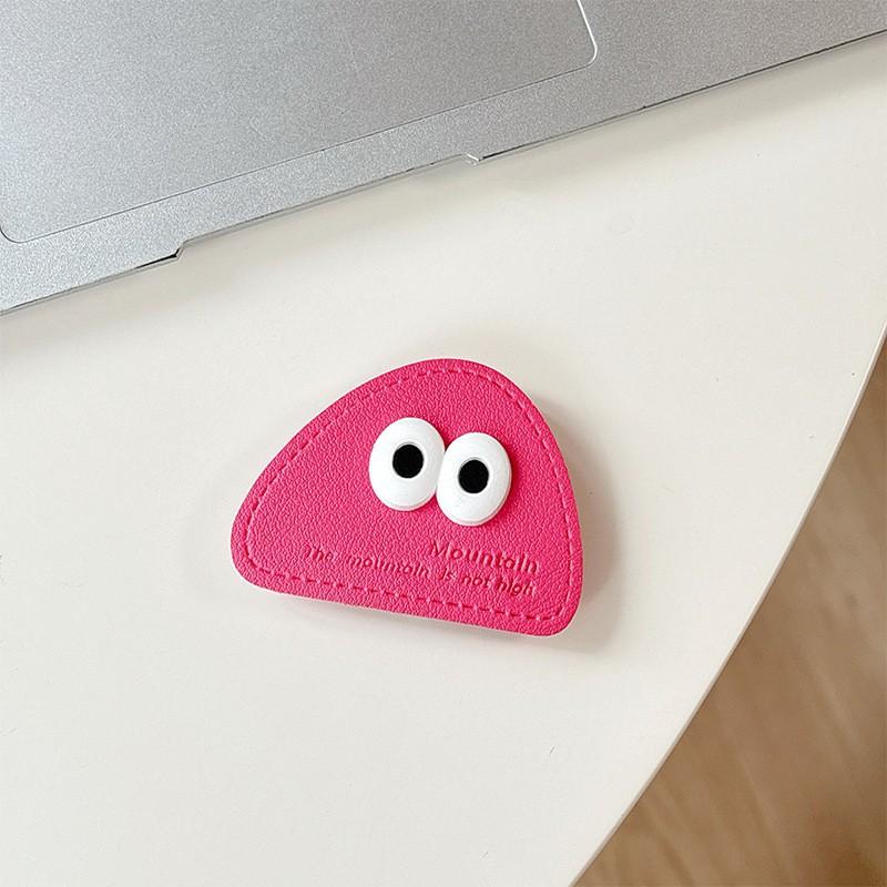 

Mobile Airbag Holder Triangular Leather Cute Big Eyes Lazy Ring