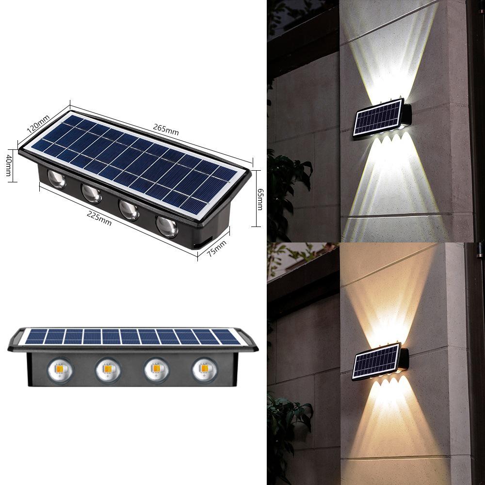 Lampă LED de perete pentru exterior, impermeabilă: Lumină solară cu funcție sus-jos pentru grădină și pereți exteriori