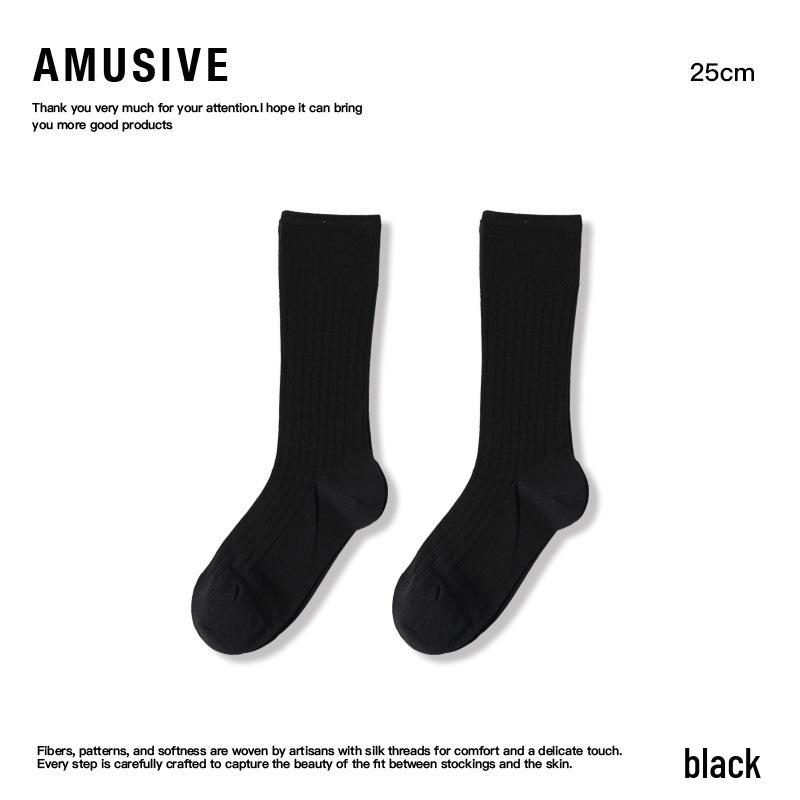 

AMUSIVE Черно-белые дышащие носки в корейском стиле: Весна/Лето, Выше колена, До колена, До середины икры с модными вертикальными полосками. One Size 36-43
