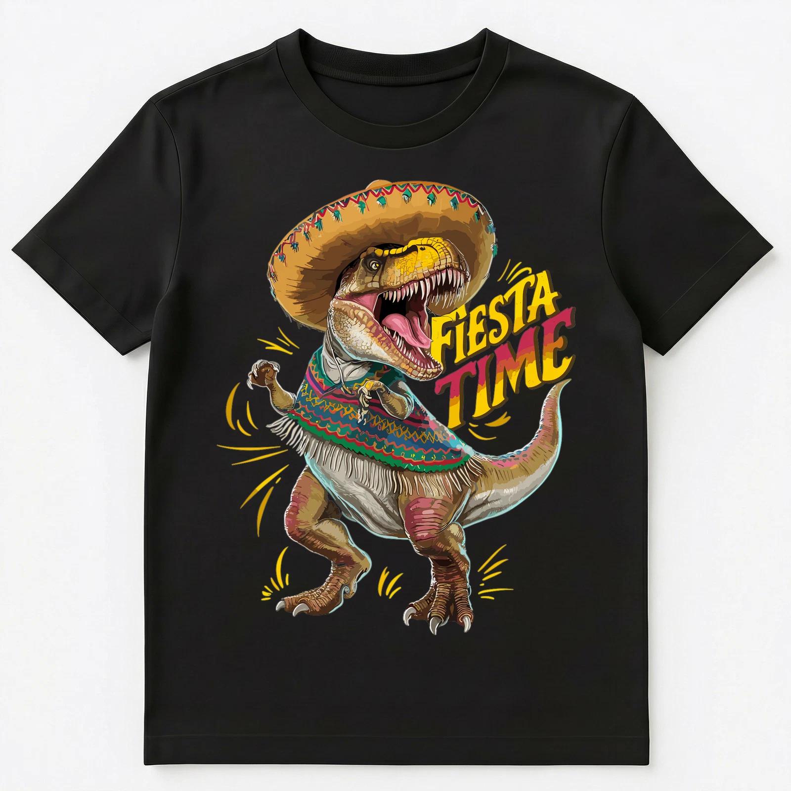 

Funny Mexican T Rex Cinco De Mayo Fiesta Time Dinosaur Unisex T-Shirt S