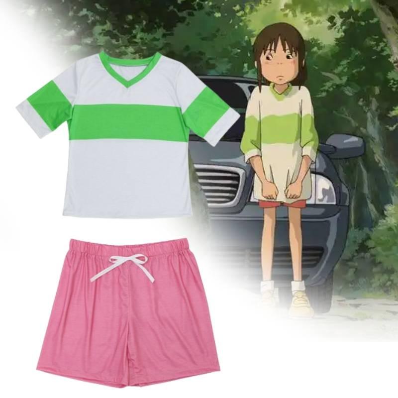 Ogino Spirited Away Chihiro Cosplay Costumes Set Halloween Performance Stage