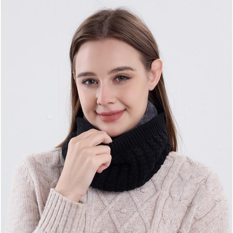 Men's scarf winter new velvet thermal pullover neck cover women's thickened knitted solid color scarf