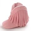 2023 Winter Säuglings Kleinkind Weiche Sohle Anti-slip Booties Neugeborenen Baby Junge Mädchen Fringe Solide PU Leder Krippe Gehen neue Weiche Schuhe