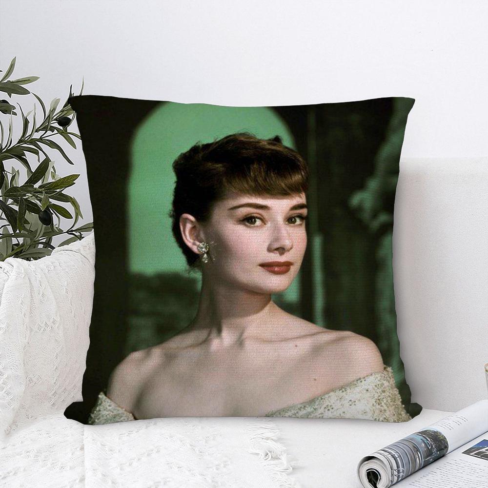 Funda de Almohada Clásica A-Audrey Hepburn Decoración Sofá Hogar Impresión Doble Cara Felpa Cuadrada Fundas para Cojines Decoración
