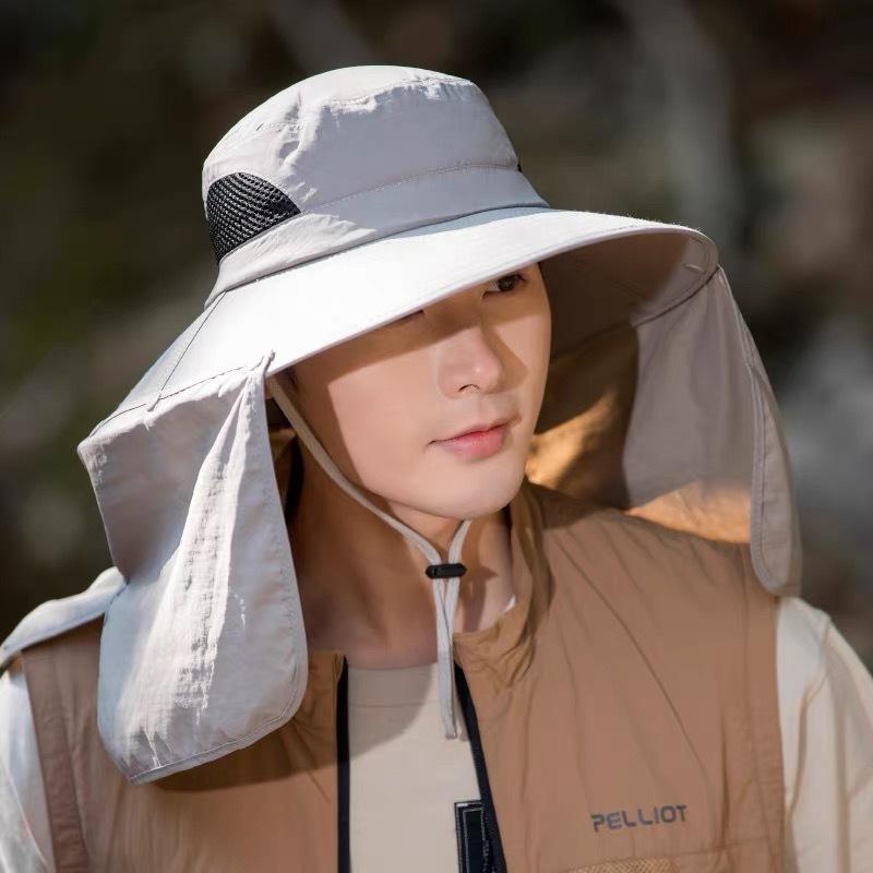 Shawl Hat Men'S Summer Outdoor Fishing Hat Mountaineering Sun Protection Hat Women'S Visor Hat Big Edge Bucket Hat Camping Neck Protection