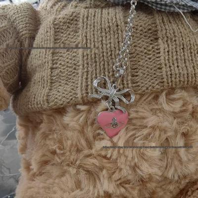 Colar Saturno Esmaltado com Laço Rosa da Imperatriz Cixi: Corrente de Clavícula Luxuosa Estilo Punk para Mulheres