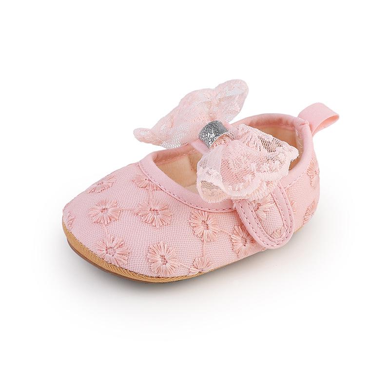 Solid Color Lace Baby Princess Shoes for 0-12 Months - Spring & Autumn Walking Shoes