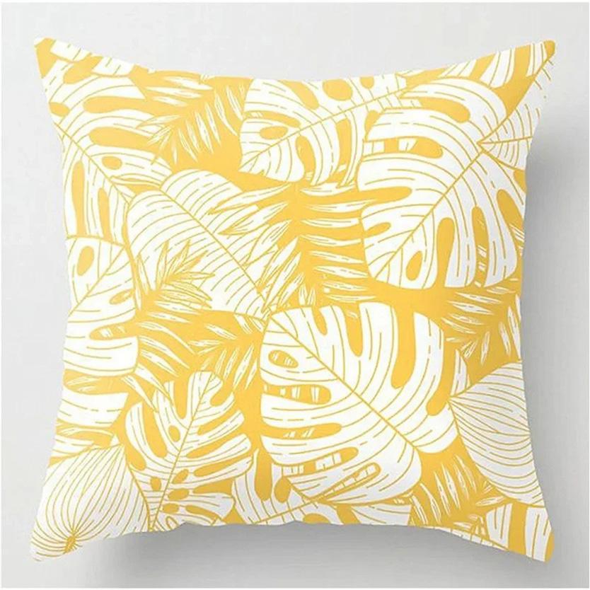 Home Decor Golden Leaf & Wave Pattern Pillow Covers Pattern Cushion Cover Suitable for Sofa Bedroom Car Pillow Cover