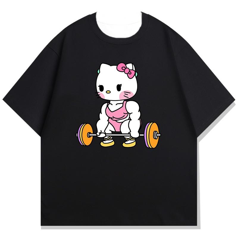 Fitness Theme Printed Childrens Tshirt Loose Casual Round Neck Parent Child Short Sleeve 2026 Summer New Style