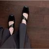Fashion Fashion Mary Janes Women Pumps Comfortable Genuine Leather Ankle Strap Thick High Heels Shoes Retro Square Toe Women Shoes