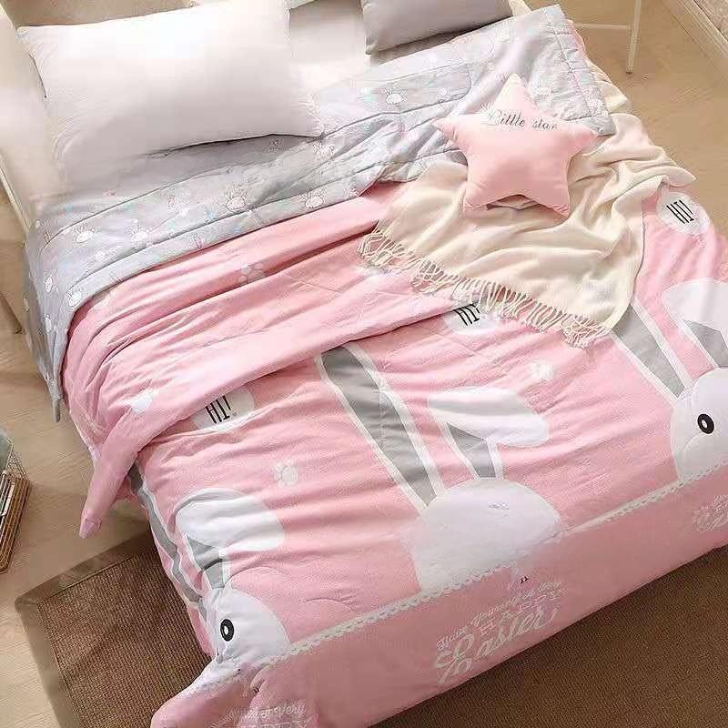 Printing Flower Breathable Cotton Blended Summer Blanket For Comfort Indoor