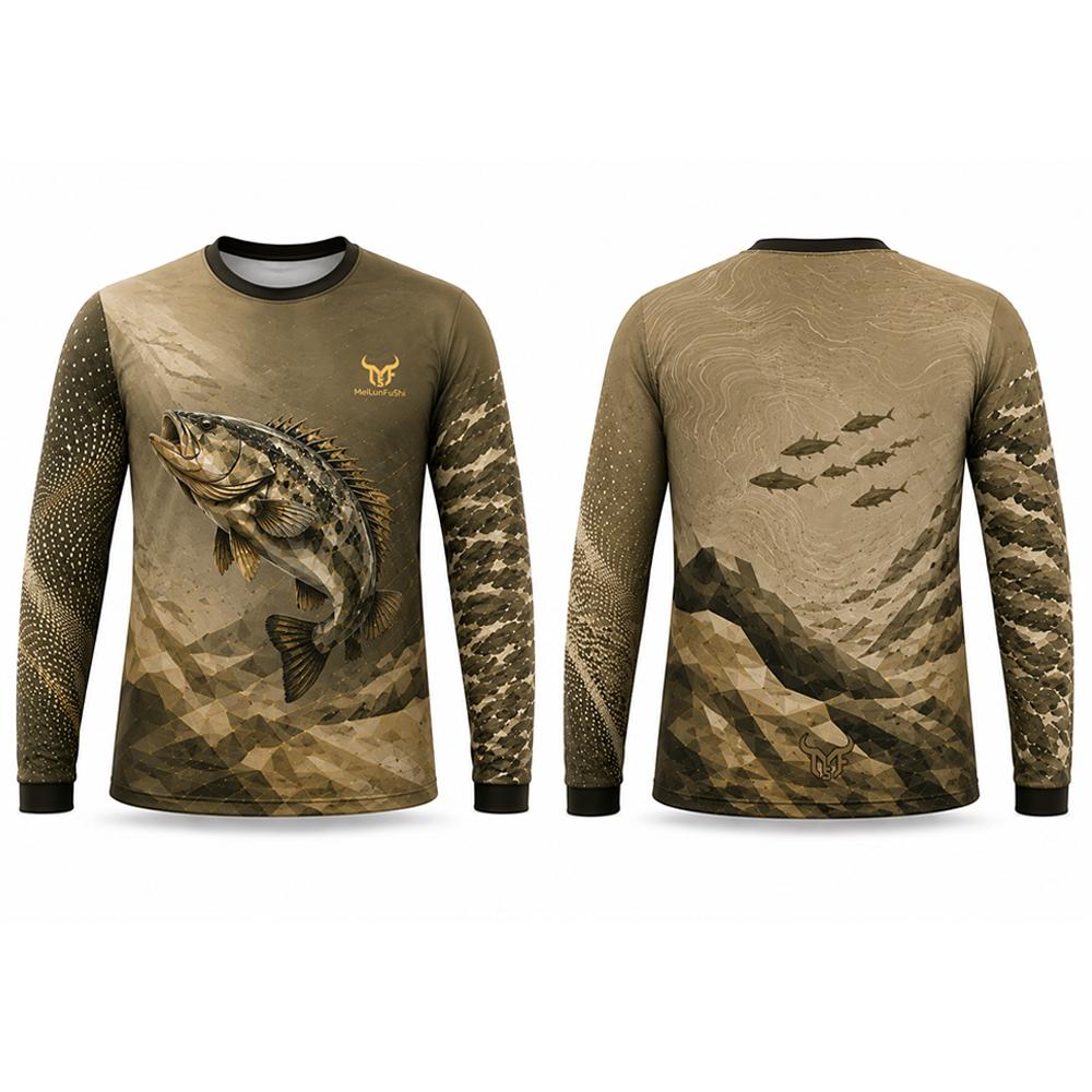 Herren Outdoor Angel T-Shirts Bequem Leicht Atmungsaktiv Langarm Oberteile Herbst Mode Sport Freizeit Rundhals T-Shirt