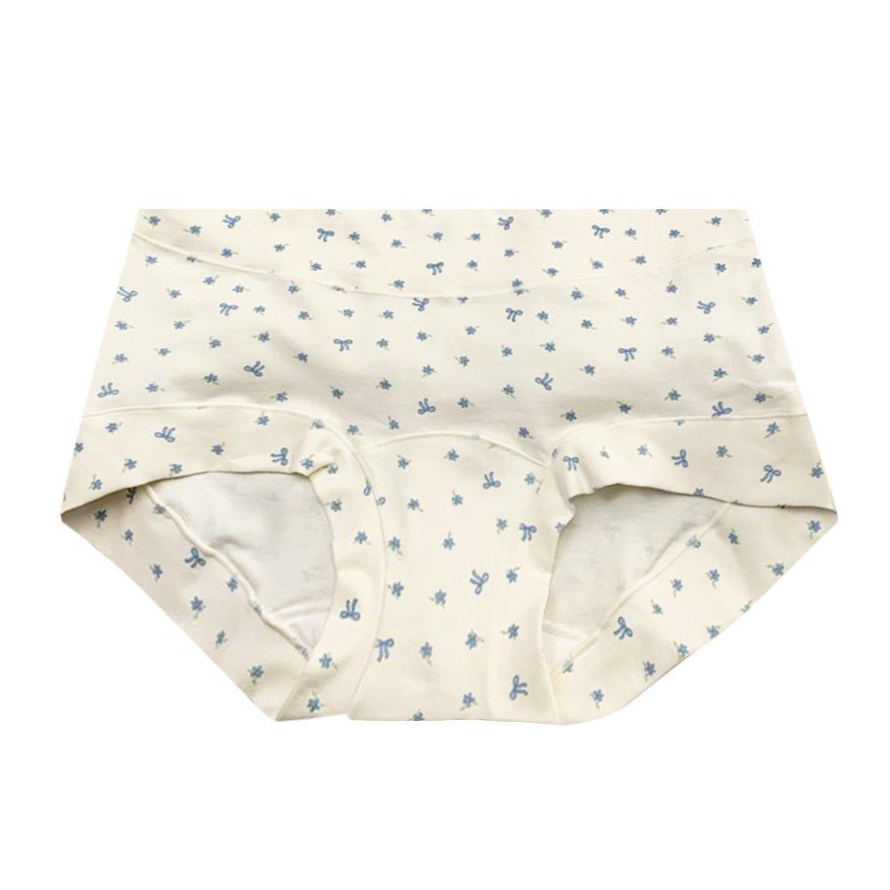 Plus Size Women's Spring Summer Floral Cotton 10A Antibacterial Extended Crotch Hip Mid Waist Flat Angle Briefs