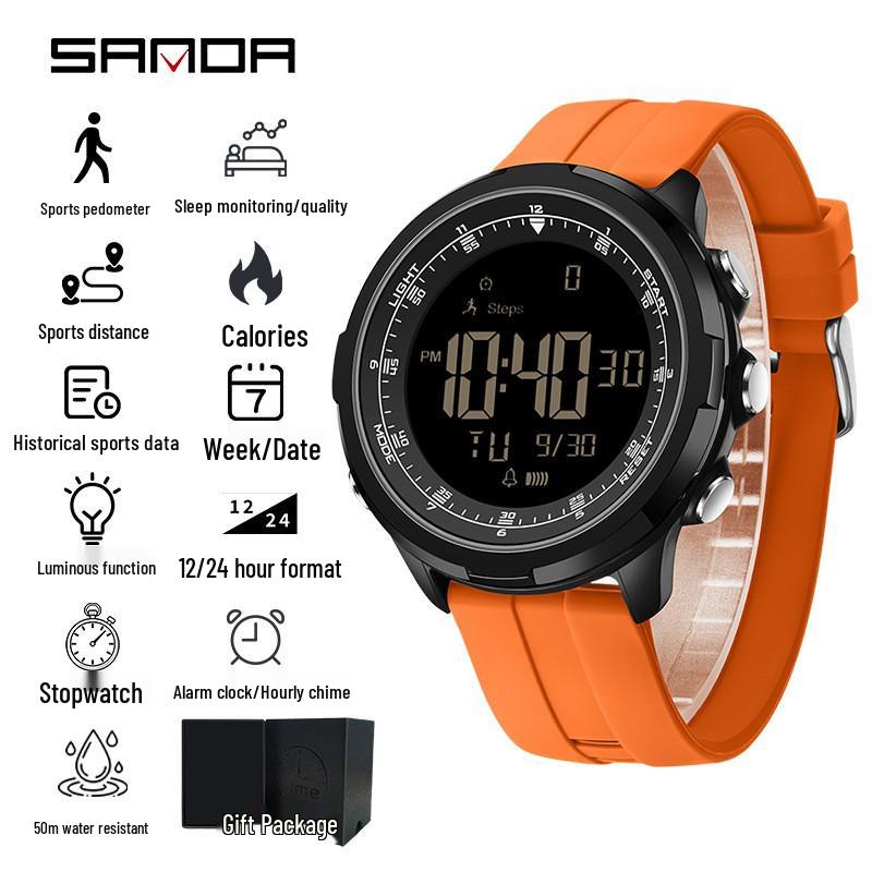 Sanda Multifunction Teen Sports Watch: Calorie Counter, Single Display, Pedometer, Waterproof.