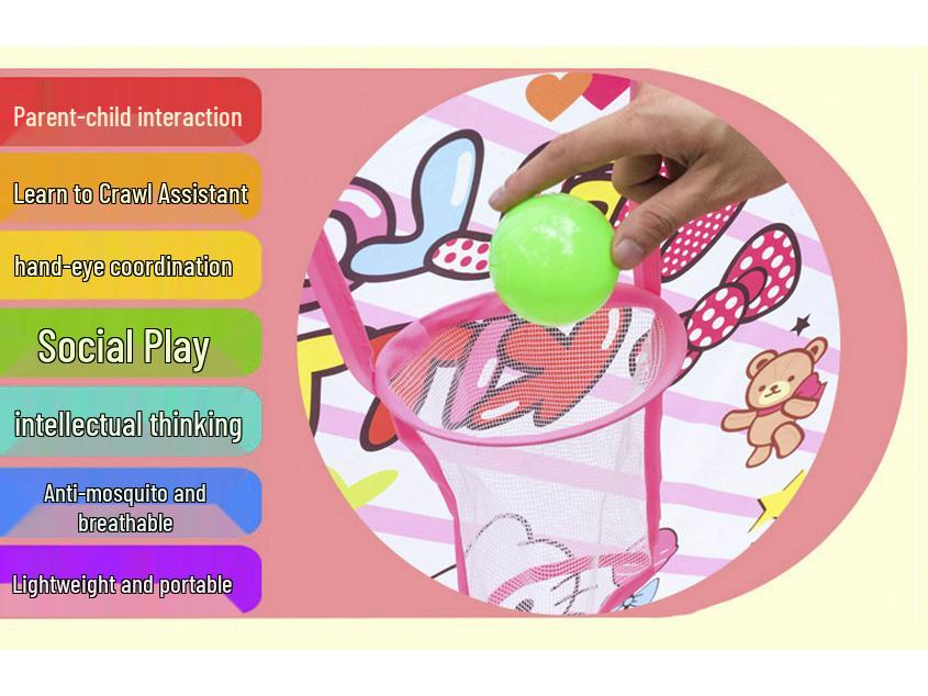 Kids' Foldable Ocean Ball Pit Tent with Basketball Hoop