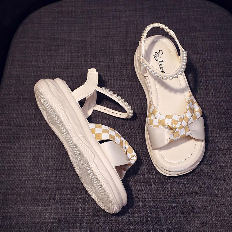 Fashion Roman Platform Womens Sandals For 2024 Strappy Flat-heeled Green Sandal Butterfly Shoes On Offer With Chic Elegant Shoe Summer