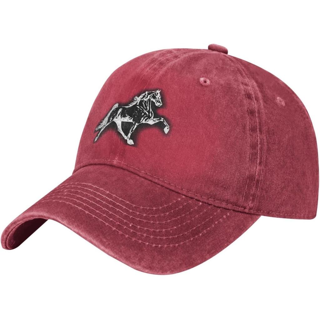 Laufendes Pferd Baseballkappe Gewaschene Baumwolle Verstellbar Niedriges Profil Papa Hut Unisex