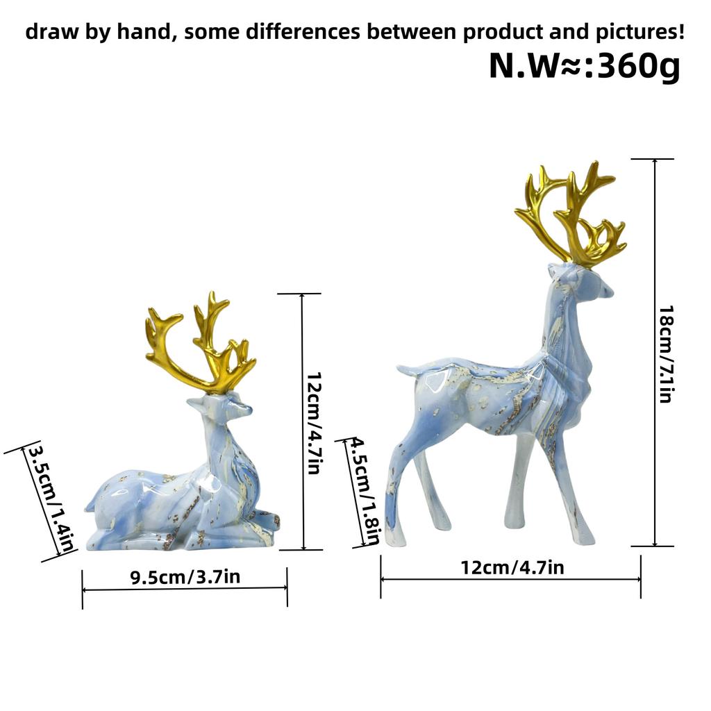 Kunstharzhandwerk Wassertransferdruck Bunte Hirschornamente Kreatives Paar Hochzeitsgeschenk Heim Wohnzimmer Weinschrank Dekoration