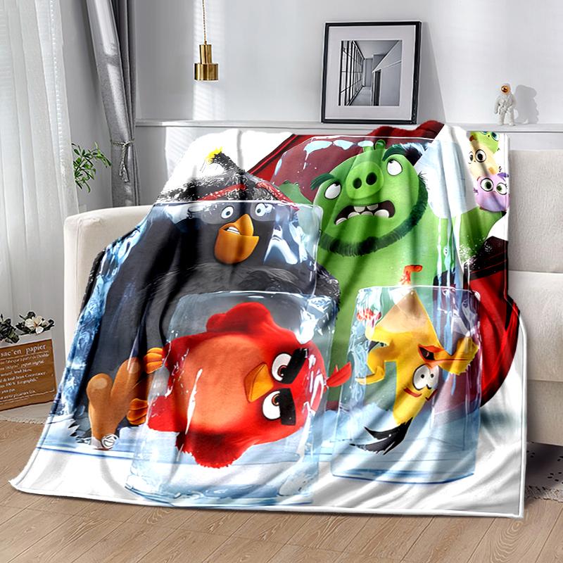 1pc Blanket angry Birds Print Design, Lightweight Blanket for Sofa, Bed- Soft &Warm, Gift for All Seasons like Christmas, Halloween
