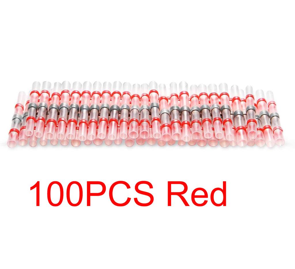 100pcs Solder Seal Wire Connectors Heat Shrink Solder Seal Butt Connectors Electrical Terminals Insulated Waterproof Copper Wire