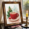 Frameless Pearl Painting Kit Christmas Hot Drink Aesthetic Wall Art DIY Sparkling Bead Canvas Room Decor Creative Craft