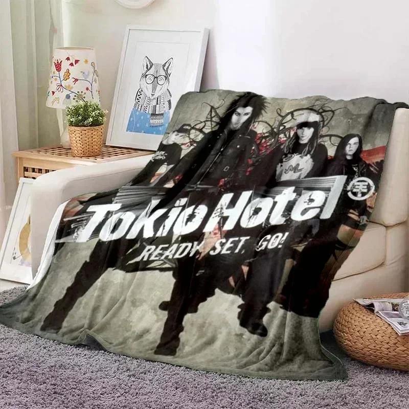 Tokio Hotel Band Retro Printed Blanket Warm Blanket Flannel Soft and Comfortable Blanket Home Travel Bedding Birthday Gift