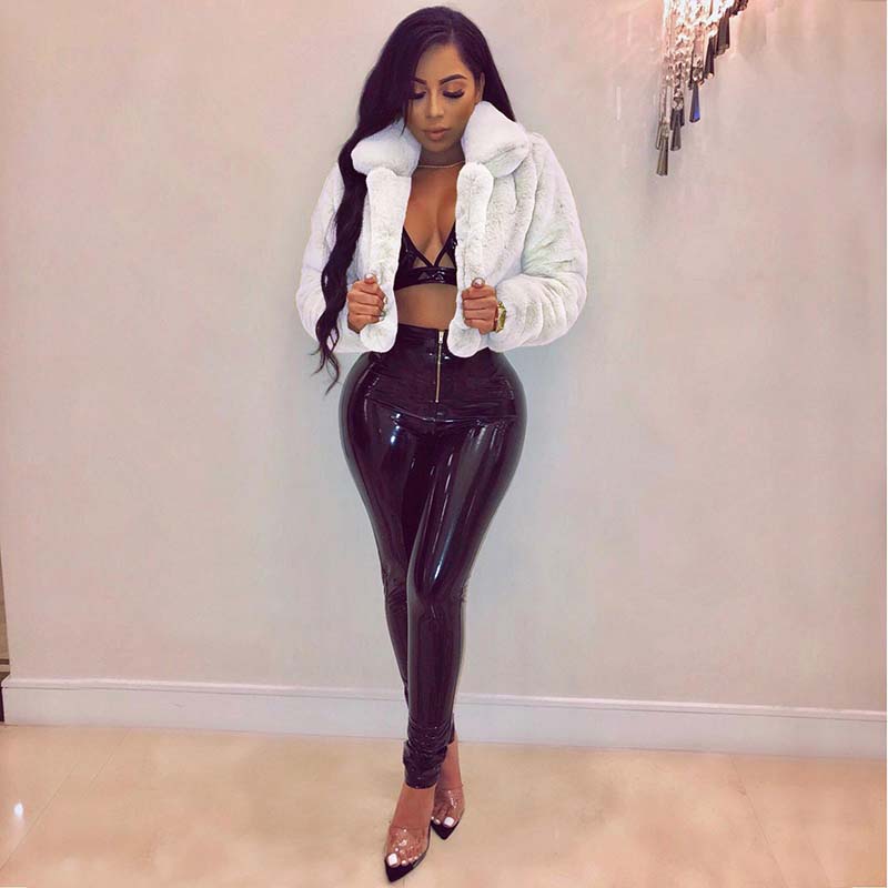 Damen Lässig Einfarbig Kunstpelzmäntel Herbst Winter Langärmliger Revers Kurzjacke Mode Flauschiger Übermantel