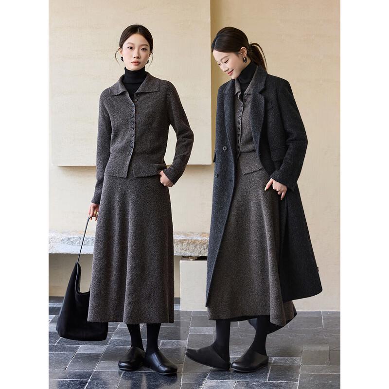 Women's Winter Wool Blend High-Neck Sweater & Skirt Set