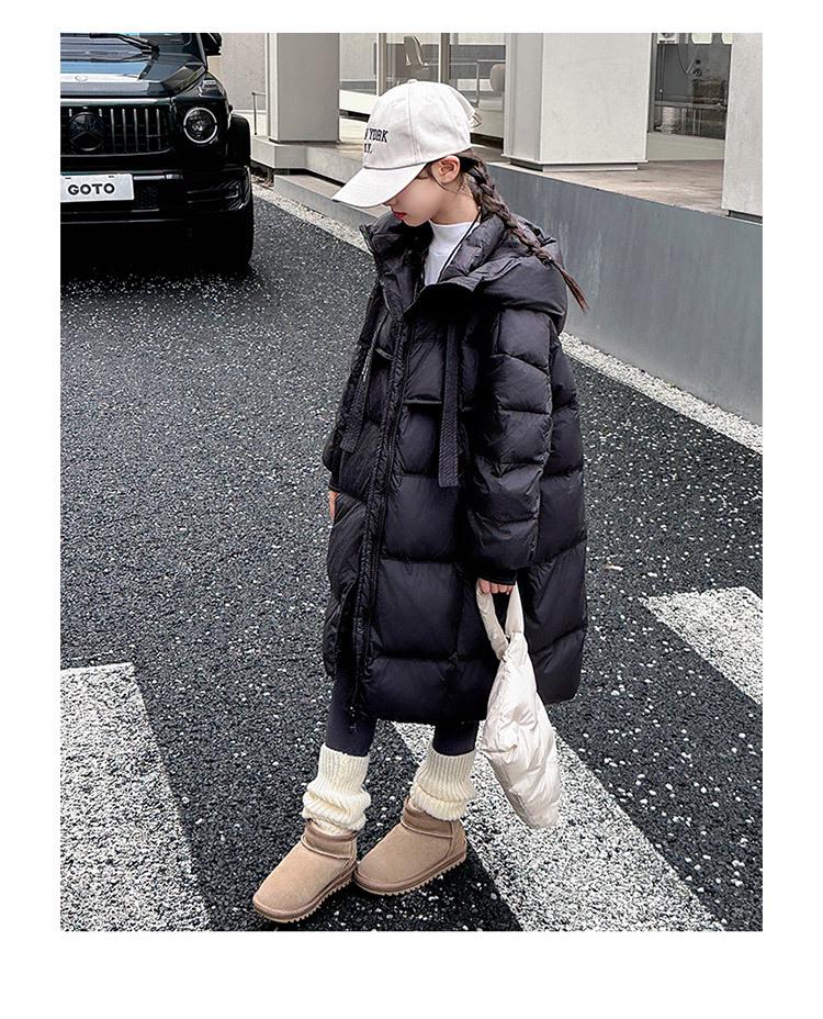 2025 Girls' Winter Fashion: Mid-Length White Duck Down Jacket, Thickened for Big Girls