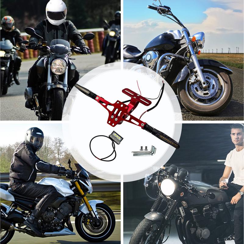 License Plate Holder Light Kit Tag Plate Frame Mount LED Turn Light Motorcycle Accessories Taillight Assembly Waterproof
