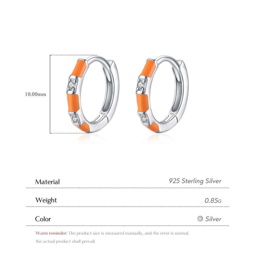 Dazzling Tiny Ear Buckles for Women Fine Jewelry Summer Design 925 Sterling Silver Small Trendy Colorful Enamel Hoop Earrings