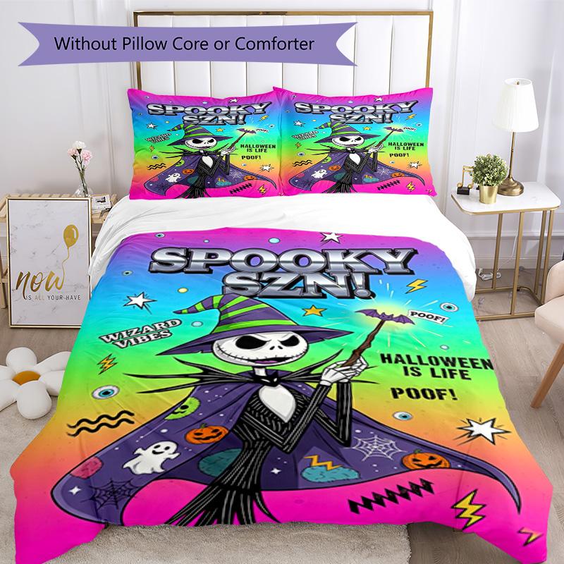 Christmas Nightmare Bedding Set Breathable Duvet Cover with Pillowcases Decorative Bed Linen for Bedroom Home Decoration Birthday Gift