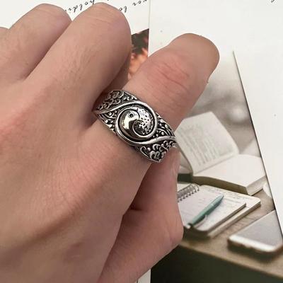 Novo Anel Su Tai Chi Anel Antigo Anel Tai Anel Vento e Água Ascende Anel Yin Yang Joalheria Taoísta