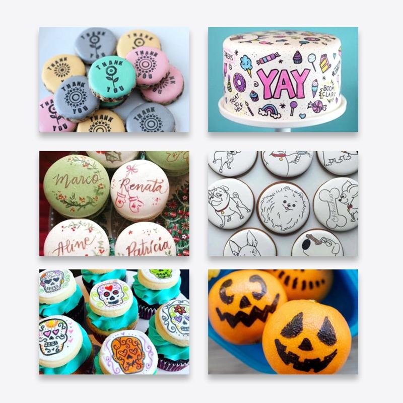 10PCS Edible Baking Pigment Pen Fondant Biscuit Cake Plastic Food Pen Hook Line Drawing Writing Pen for Decoring Fondant