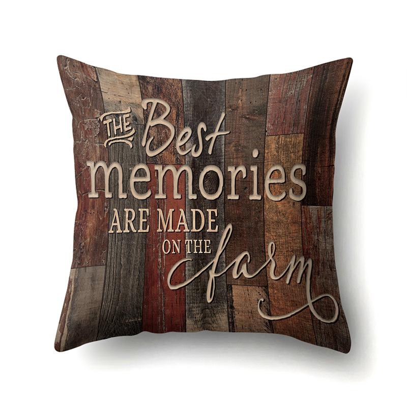 Polyester Pillowcase, Automotive Retro Wood Grain Printing Pillowcase, Waist Cushion Cover, English Cushion, Bedside Cushion Cover