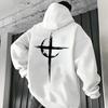 Mens Autumn Winter Hoodies Trendy Streetwear Top Gothic Satan Print Sweatshirt 666 Number Casual Male Fashion Pullover