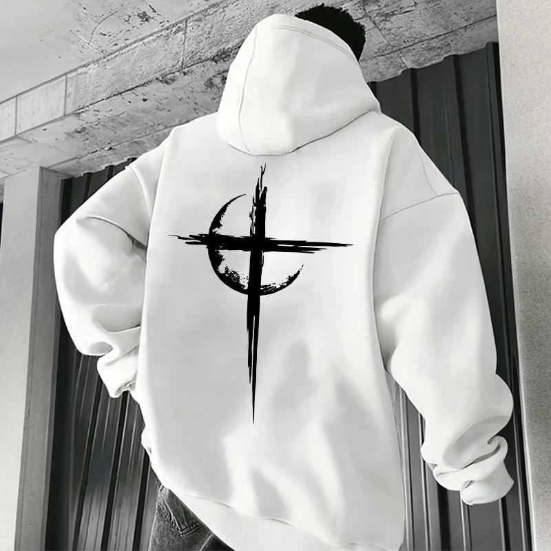 Mens Autumn Winter Hoodies Trendy Streetwear Top Gothic Satan Print Sweatshirt 666 Number Casual Male Fashion Pullover