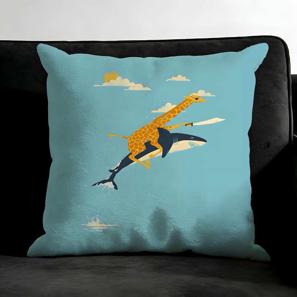 Abstract Animals Funny Cushion Cover Pillowcase Ultra Soft Skin Friendly Fabric Cloud Like Comfort & Concealed Zipper