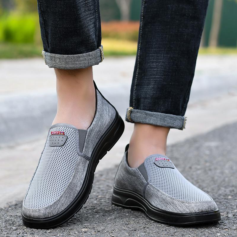 [Polyurethane, ultra-light] Men's new one-pedal lazy breathable non-slip casual shoes fly-woven breathable men's shoes