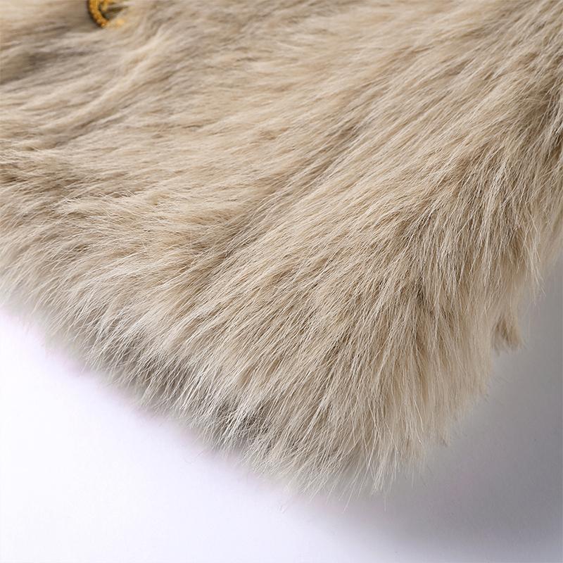 2024 Women Winter Fashion New Faux Fox Fur Coat Metal Button Thickened Warm Tops