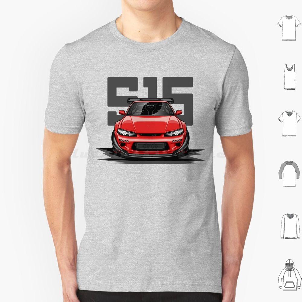 Silvia S15 Front  Candy Red  T Shirt 6xl Cotton Cool Tee Car Automotive Racing Vehicle Race Cool Sports Supercar Fitment Man