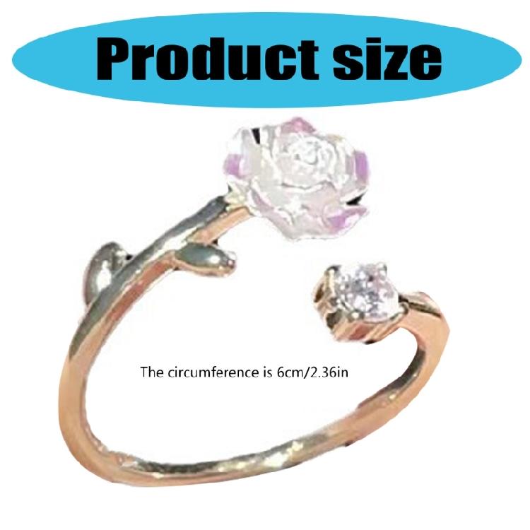 Cubic Zirconia Flower Adjustable Ring Alloy Floral Jewelry For Women Everyday Wear Delicate Craftsmanship Ring