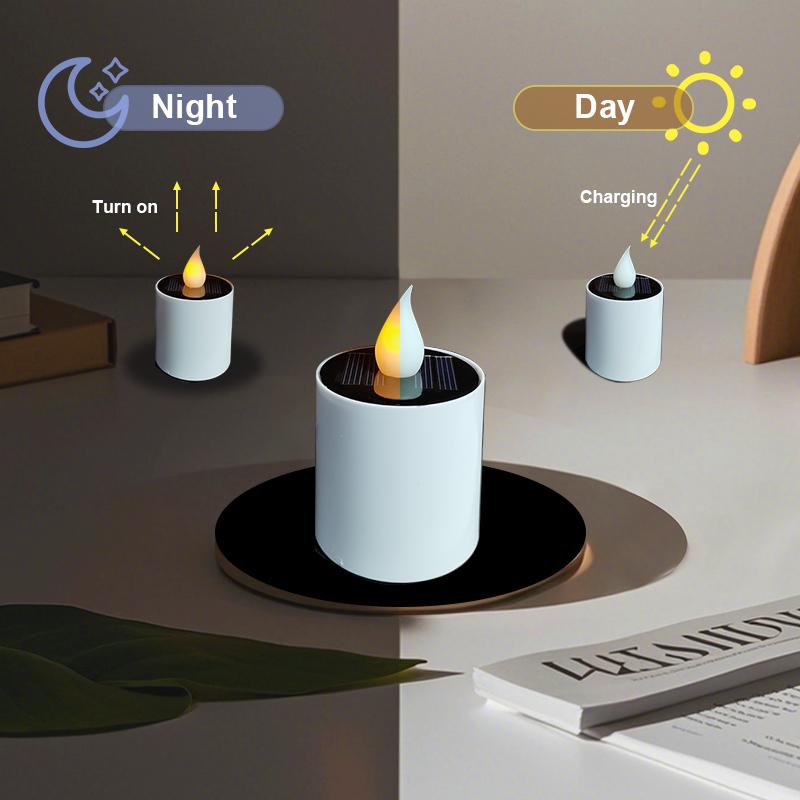 6PCS Solar Tea Light LED Candles Outdoor Waterproof Flameless Solar Tea Lights Rechargeable Candles for Party Garden Home Deco