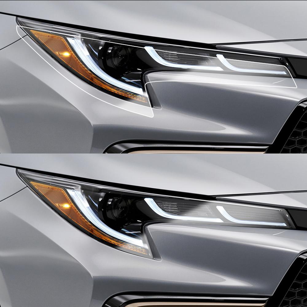 Anti-Scratch High-Gloss Car Headlight Protective Film Smoke Black Pre Cut For  GR Corolla Yaris Auto Vinyl Wrapping Film