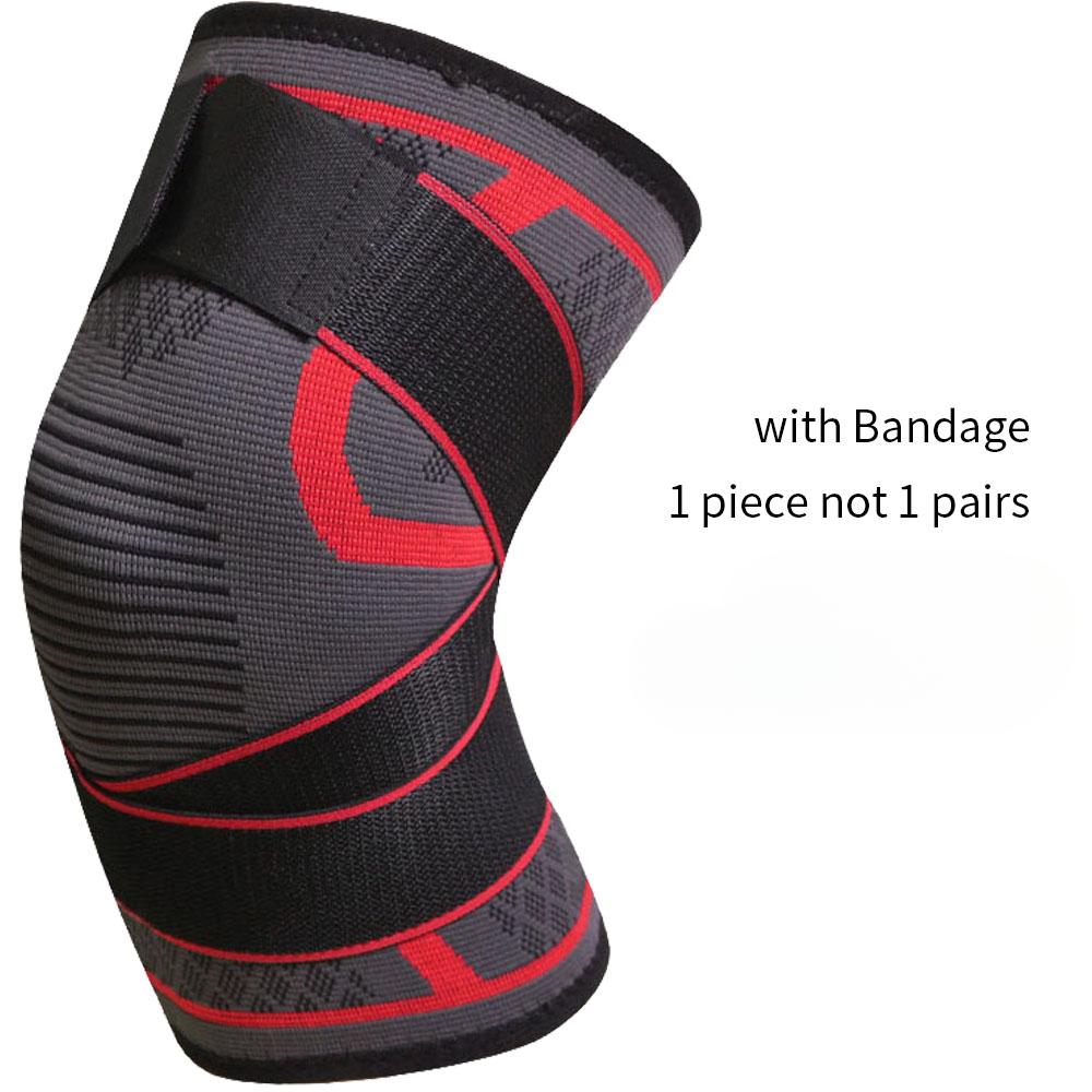 1 Piece Sports Kneepad Men Pressurized Elastic Knee Pads Support Fitness Gear Basketball Volleyball Knee Brace Protector Bandage