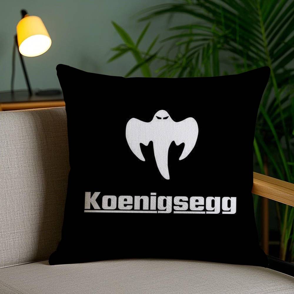 Luxury Car K-koenigsegg Logo Pillow Case Office Sofa Dorm Chair Back Short Plush Double-sided Printing Home  Cushion Cover